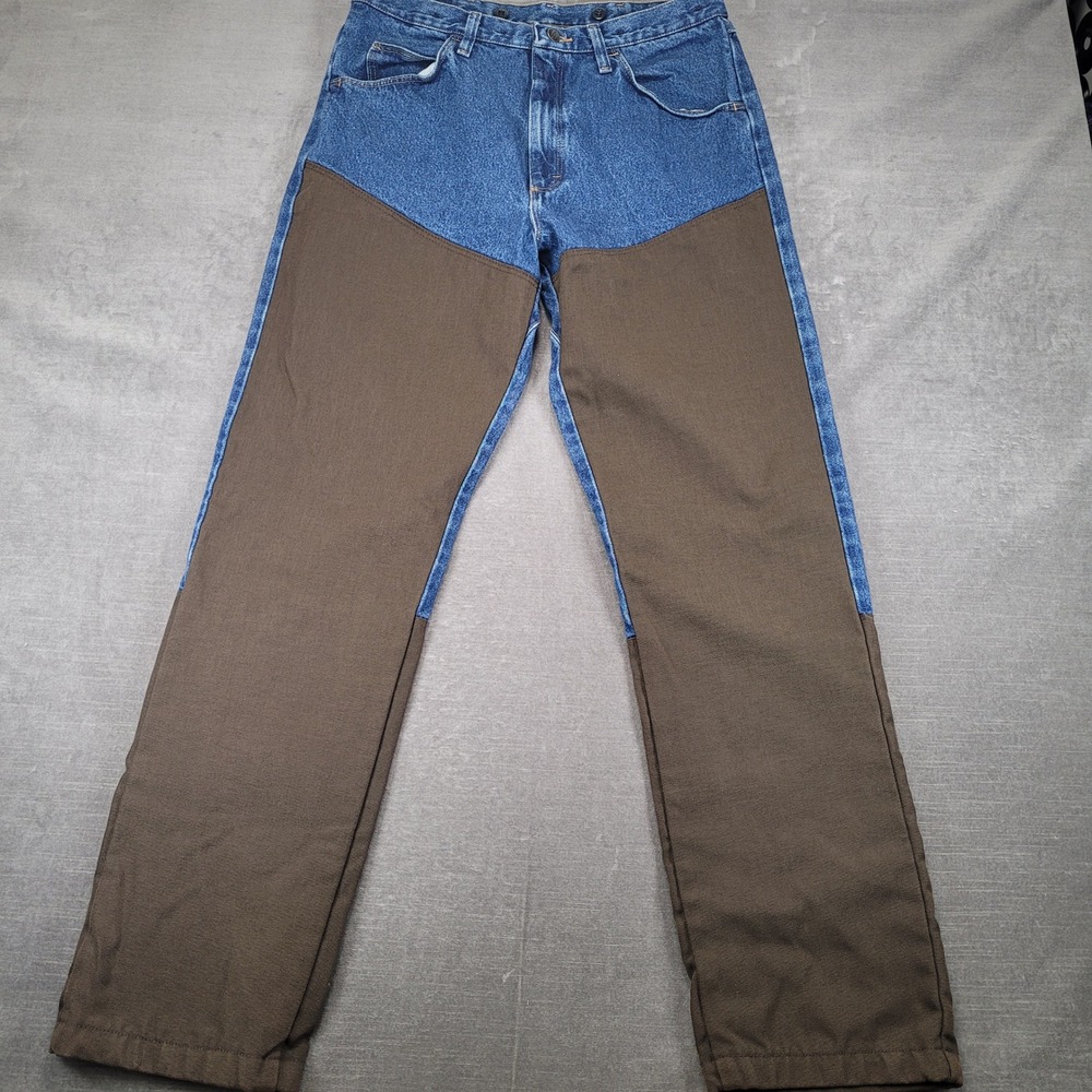 Wrangler‎ Mens Blue Denim Brown Nylon Brush Upland Hunting Pants 34x34 Pro Gear